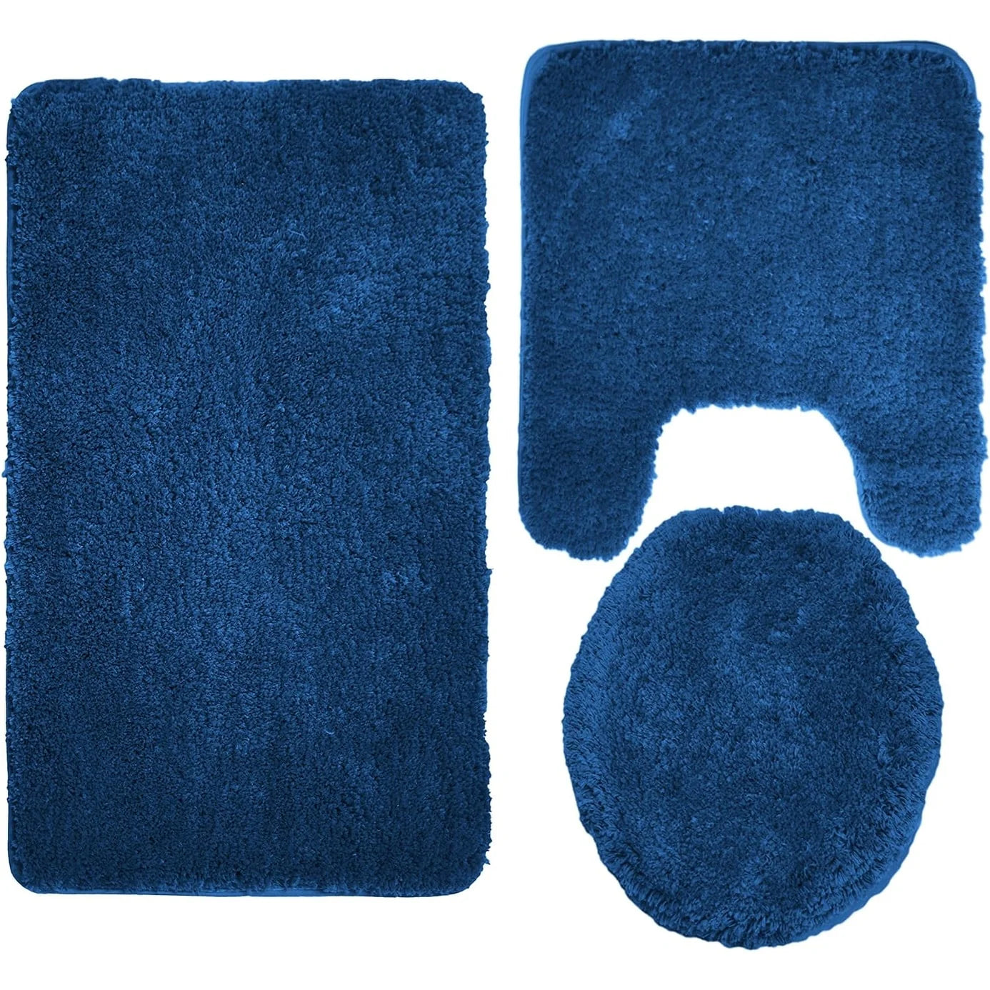 Queen Mary 3 Piece Bathroom Rug Set, Luxury Soft Plush Bath Mat, Contour Rug, Lid Cover, Non-Slip