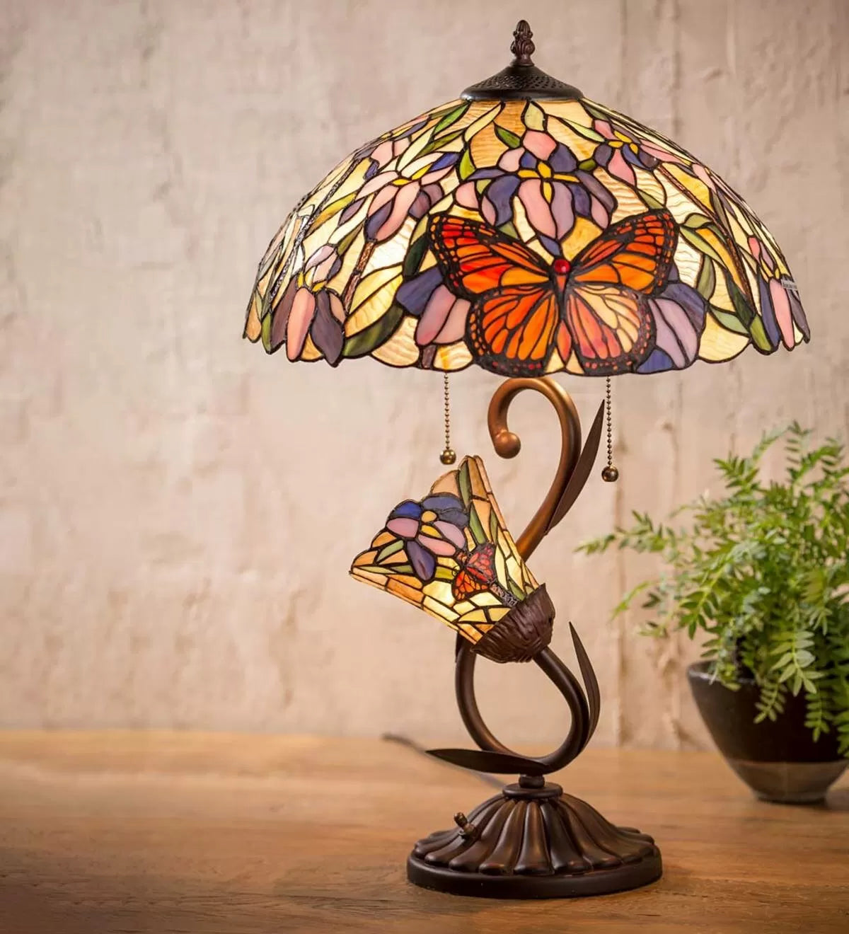 Stained Glass Butterfly 25" Table Lamp