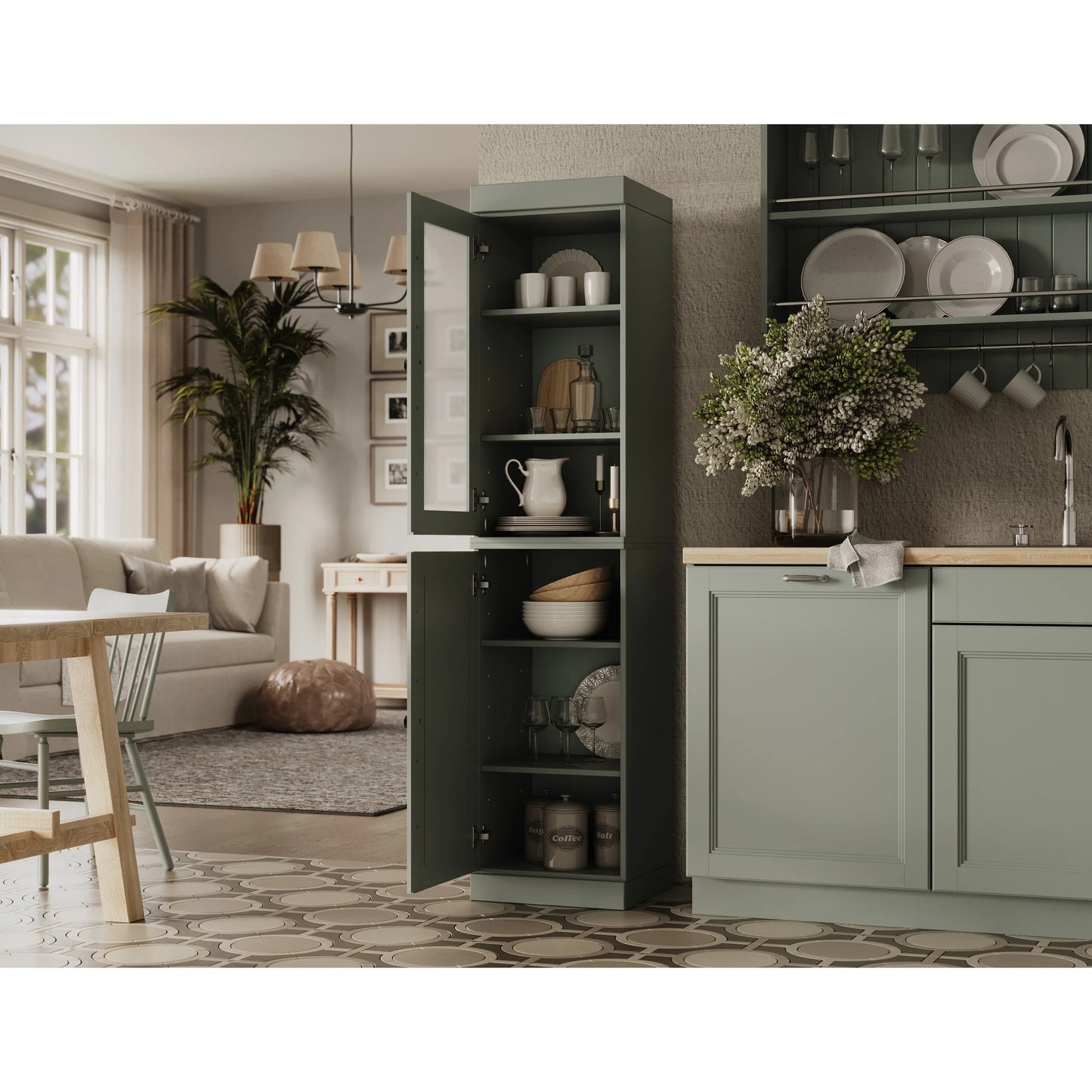 100% Solid Wood 16.5" Kitchen Pantry Cabinet with Doors by Palace Imports