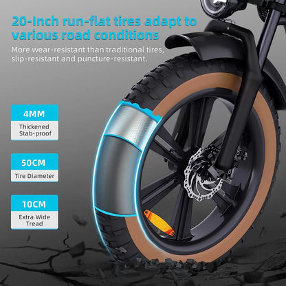 Electric Bike for Adults, Ebike 1500W/48V/18Ah, Tank 20" Fat Tire Electric Bicycles Up to 30MPH & 68 Miles with Removable Battery, Colorful Dispaly, Throttle & Pedal Assist, Shimano 7-Speed