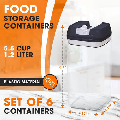 Cheer Collection Set of 6 Uniform Size Airtight Food Storage Containers