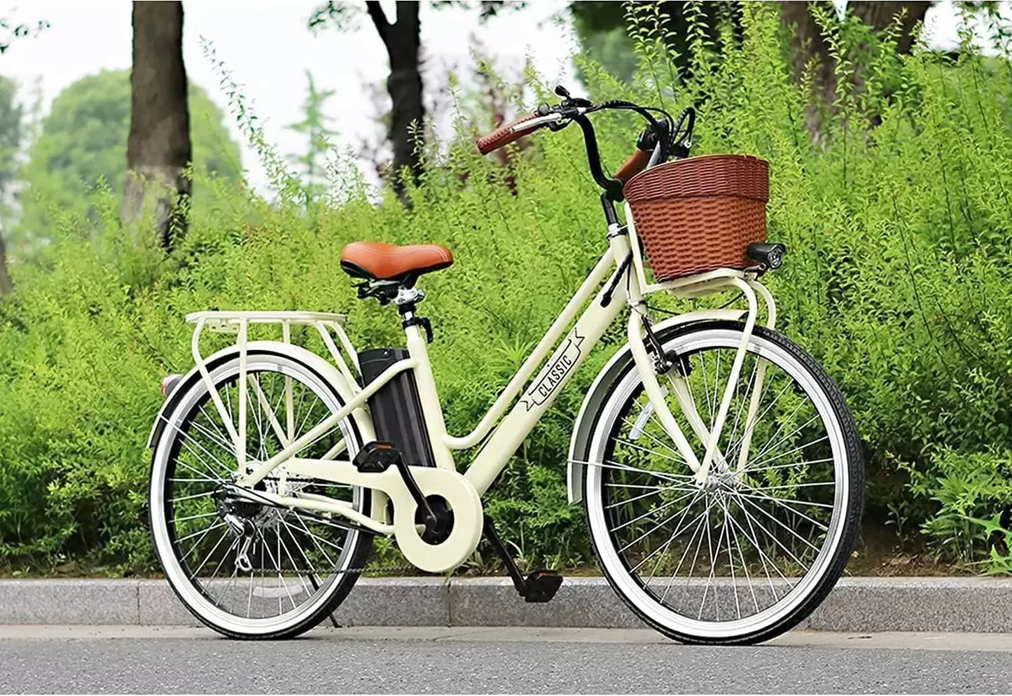 NAKTO 22"/26" Electric Bike for Adults 250W/350W City-Electric Bike Sporting 6-Speed Gear Electric Bicycles 36V 10.4/12Ah Removable Lithium Battery Ebike for Female Male