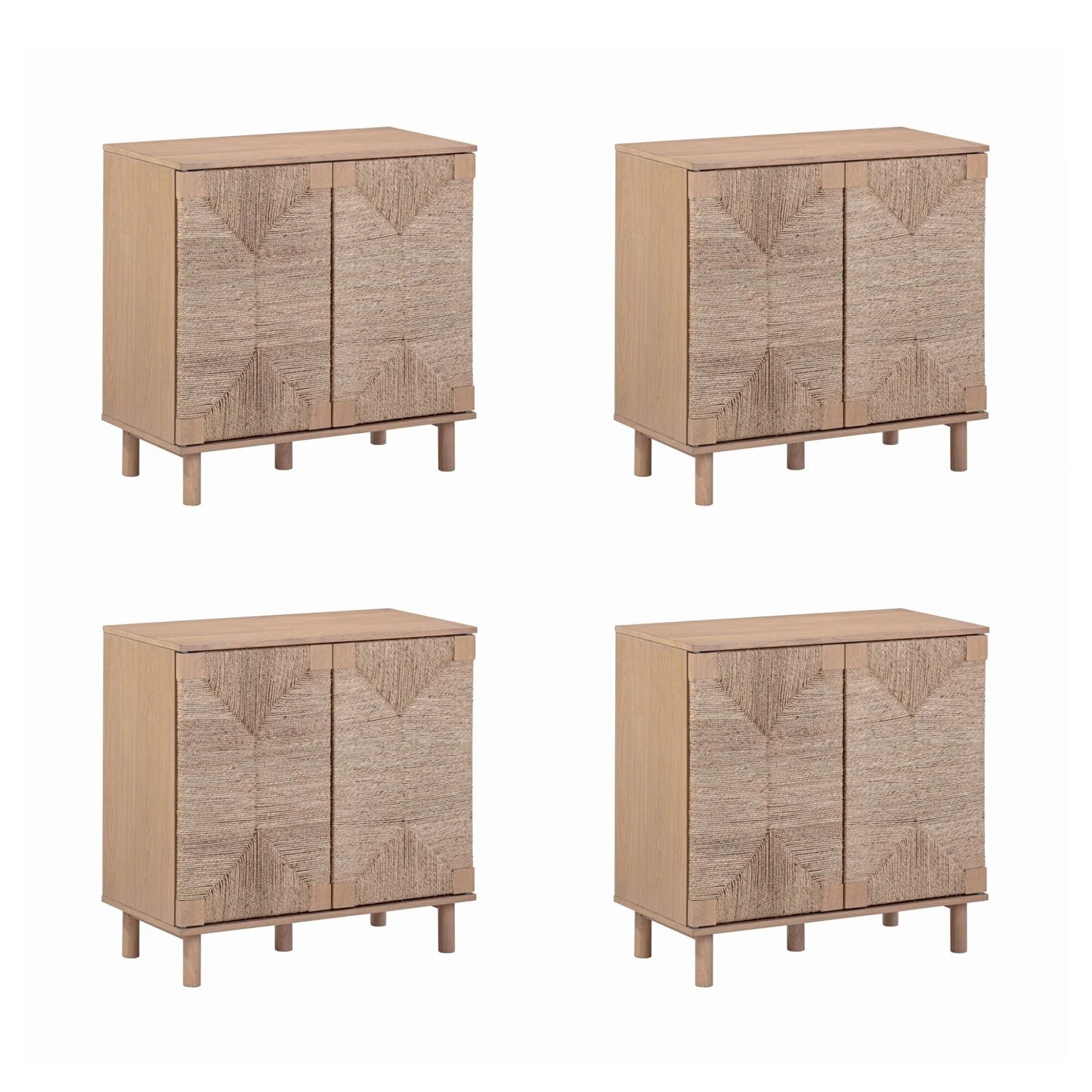 Nathan James Beacon Wood Accent Cabinet with Seagrass Doors and Adjustable Shelf