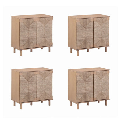 Nathan James Beacon Wood Accent Cabinet with Seagrass Doors and Adjustable Shelf