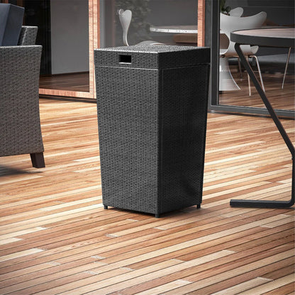 Nestl Outdoor Trash Can with Lid - 30 Gallon Durable Wicker Garbage Can for Patio