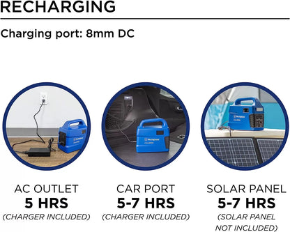 Westinghouse 155Wh 150 Peak Watt Portable Power Station and Solar Generator, Pure Sine Wave AC Outlet, Backup Lithium Battery for Camping, Home, Travel, Indoor/Outdoor Use (Solar Panel Not Included)