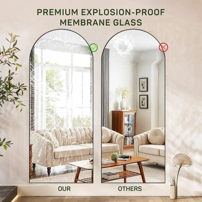 Full Length Mirror with Stand, Floor Mirror with Aluminum Alloy Frame for Bedroom, Standing Full Body Mirror for Wall, Cloakroom