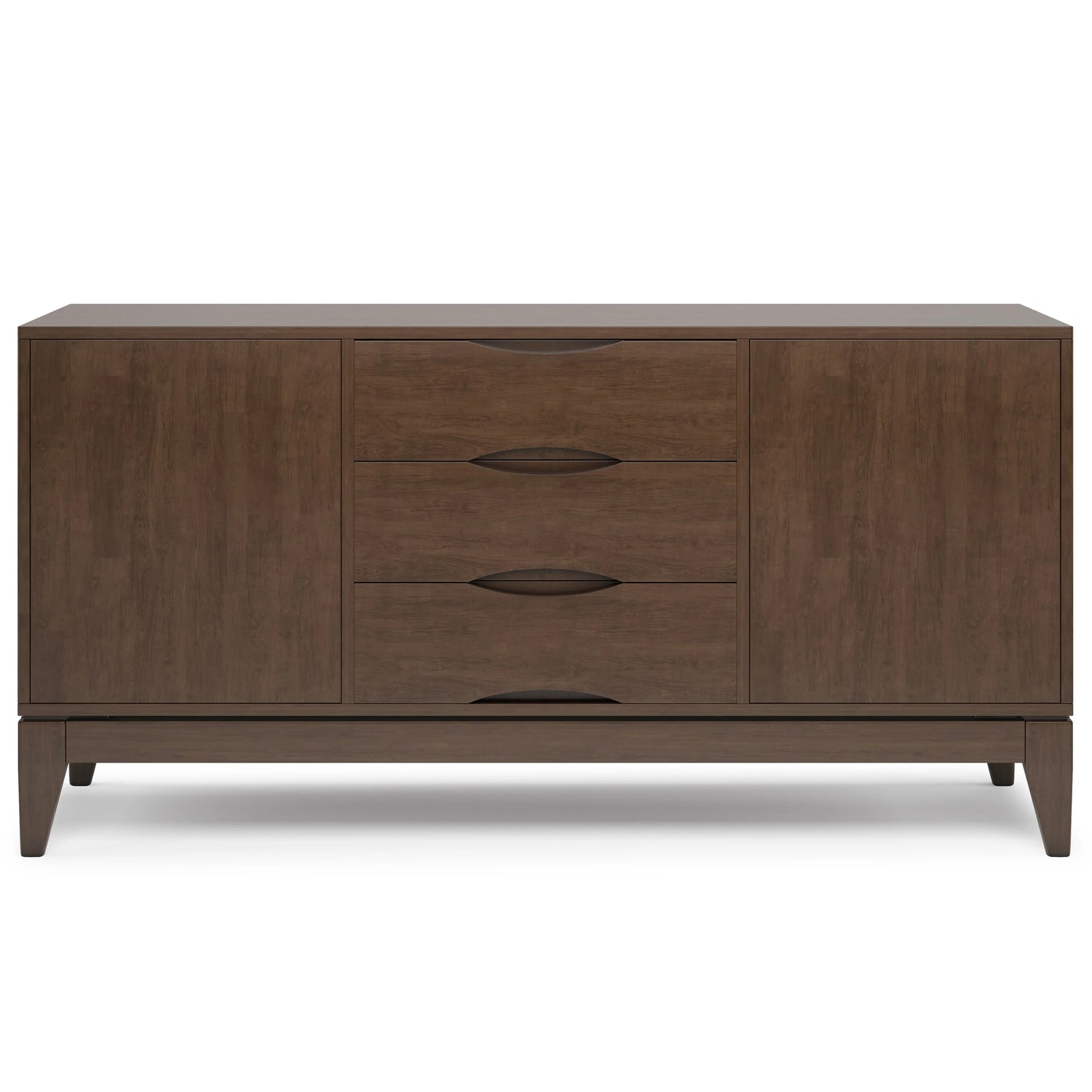 WYNDENHALL Pearson SOLID HARDWOOD 60 inch Wide Mid Century Design Sideboard Buffet in Walnut Brown - 17"d x 60"w x 30"h