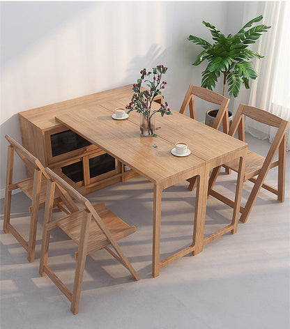 Folding and Expandable Multifunction Dining Table with Hidden Storage Design Cabinet
