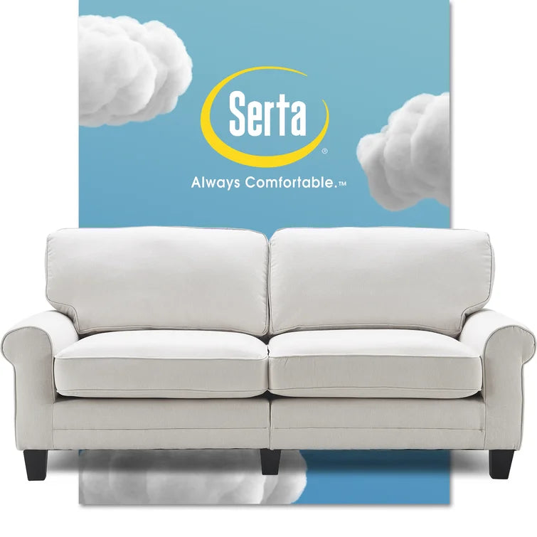 Serta Copenhagen 78" Sofa Couch for Two People with Pillowed Back Cushions and Rounded Arms