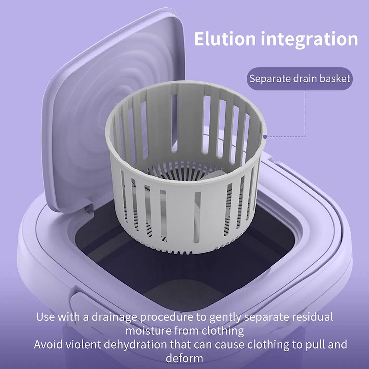 Portable Washing Machine, High Capacity Mini Washer with 3 Modes Deep Cleaning Half Automatic Washt, Foldable Washing Machine with Soft Spin Dry for Socks, Baby Clothes, Towels, Delicate Items (Purple)