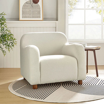 Heinrich 35" Wide Boucle Upholstered Armchair  with Solid Wood Legs