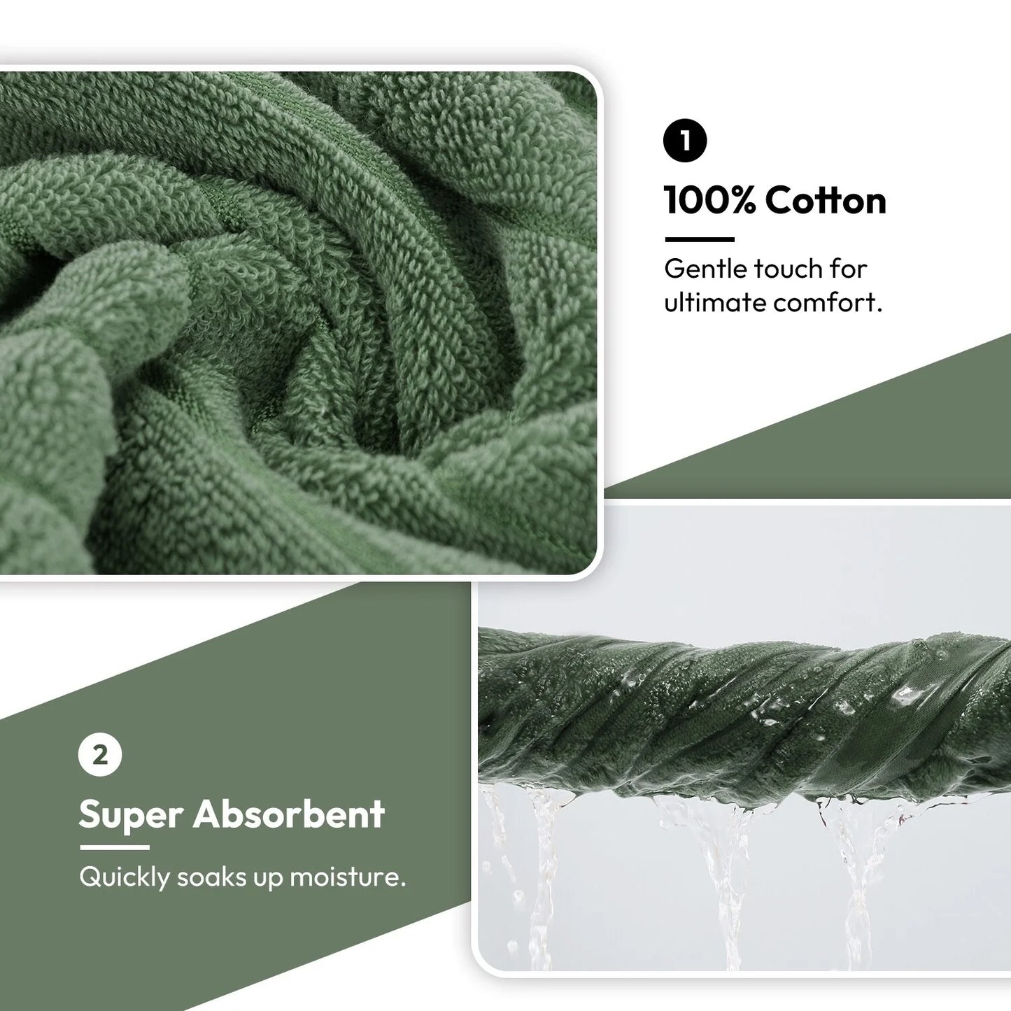 8 Piece Oversized Bath Towel Set, 100% Cotton Bath Towels, Highly Absorbant Bordered Towels