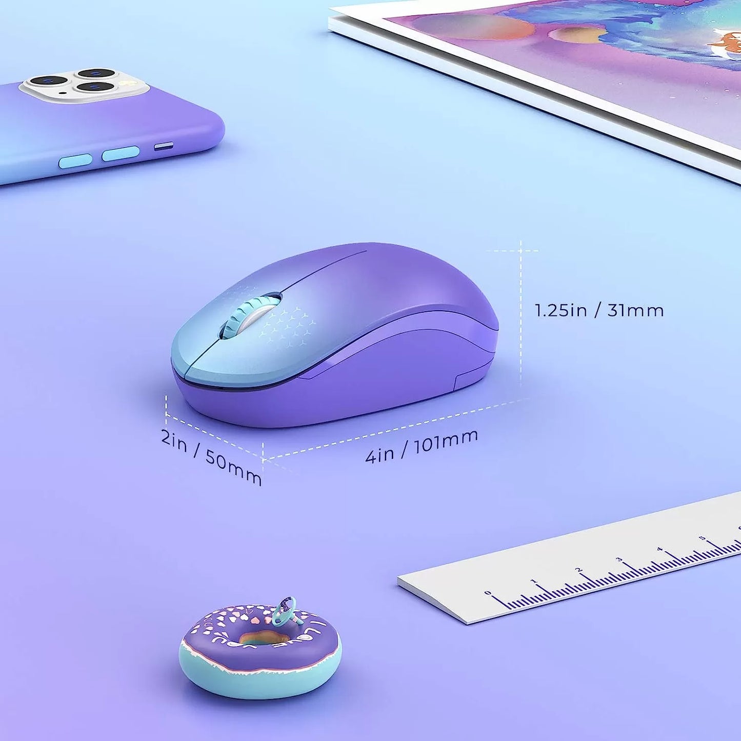 seenda Wireless Mouse, 2.4G Noiseless Mouse with USB Receiver - Portable Computer Mice for PC, Tablet, Laptop with Windows System - Mint Green