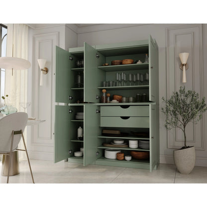 Palace Imports 100% Solid Wood China Pantry with Glass or Solid Wood Doors and 2-Drawers - 48.5" x 71.5"