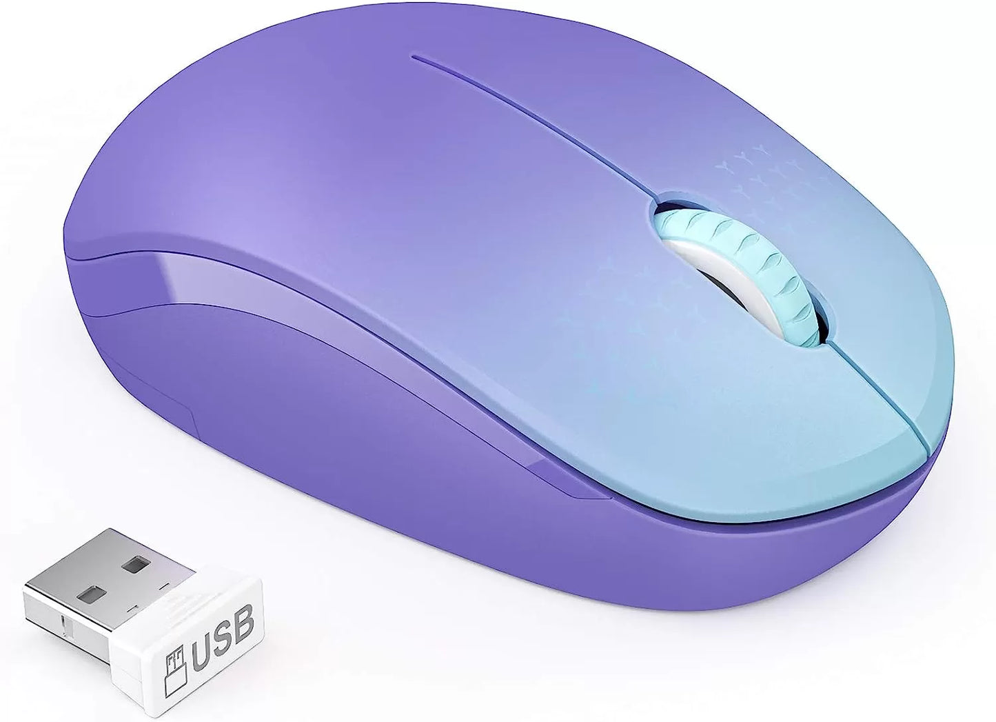 seenda Wireless Mouse, 2.4G Noiseless Mouse with USB Receiver - Portable Computer Mice for PC, Tablet, Laptop with Windows System - Mint Green