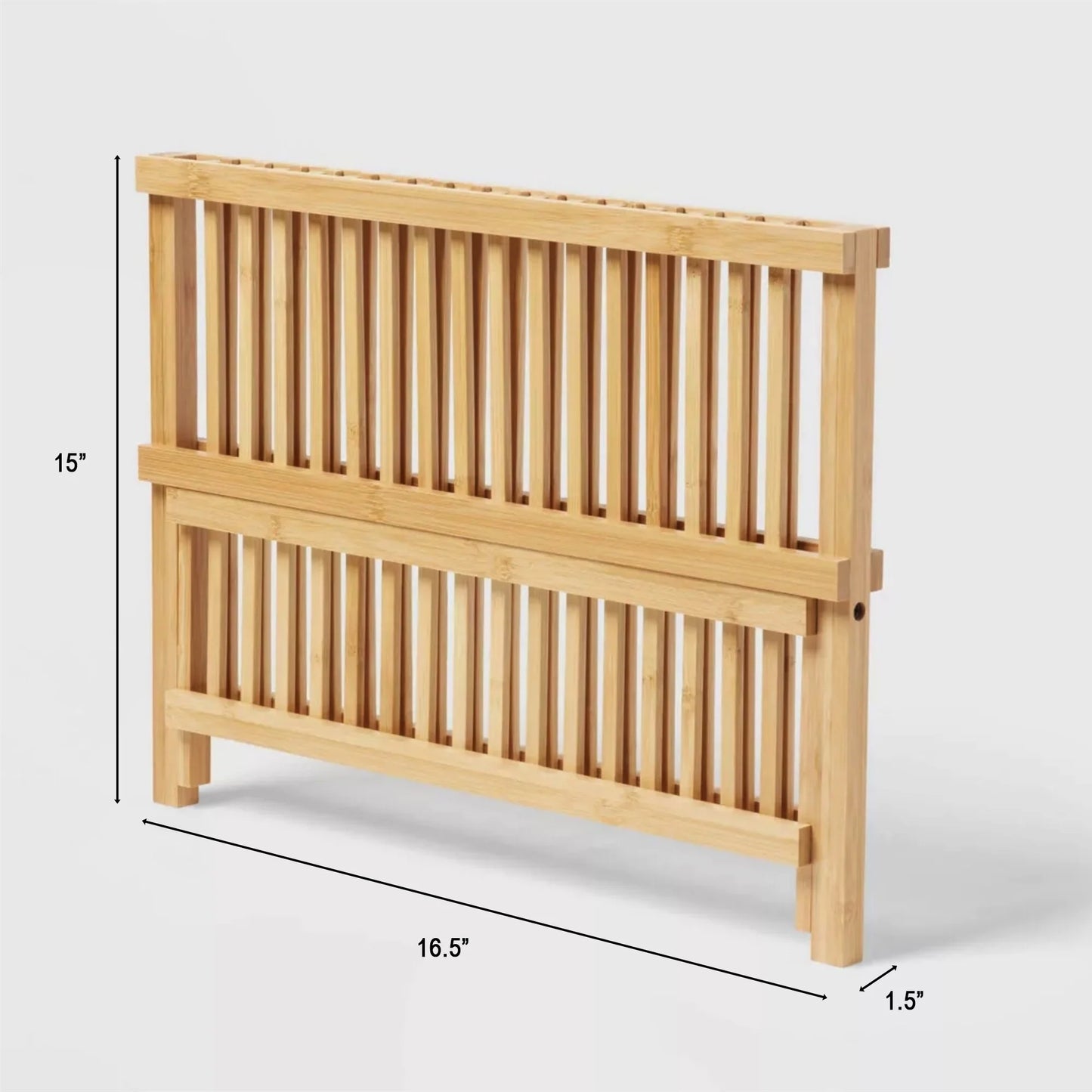 Bamboo Dish Drying Rack - 2-Tier Collapsible & Foldable Countertop Organizer, Natural Eco-Friendly Wood, Space-Saving Design