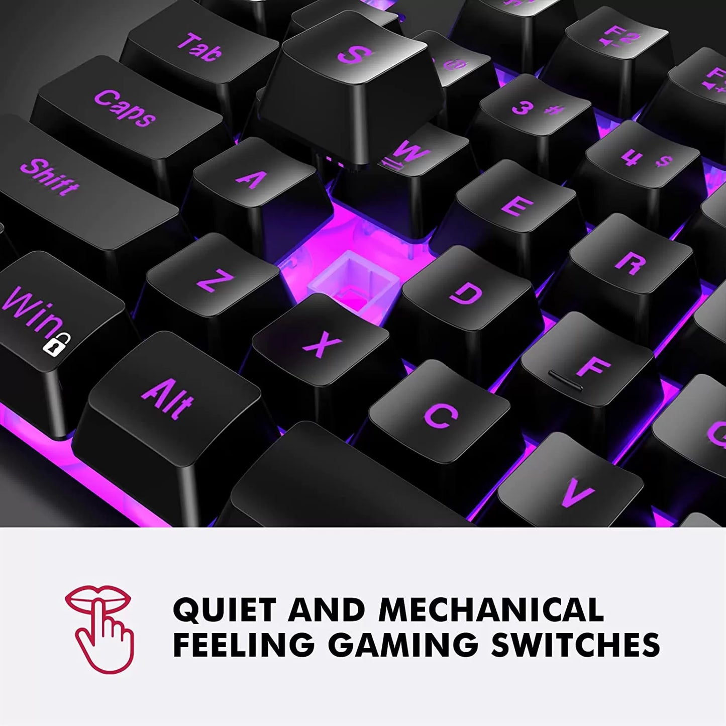 NPET K10 Wired Gaming Keyboard, LED Backlit, Spill-Resistant Design, Multimedia Keys, Quiet Silent USB Membrane Keyboard for Desktop, Computer, PC (Black)