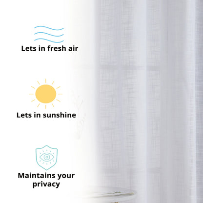 HLC.me Madison Faux Linen Textured Sheer Privacy Sun Light Filtering Window Grommet Thick Curtains Panels, Set of 2