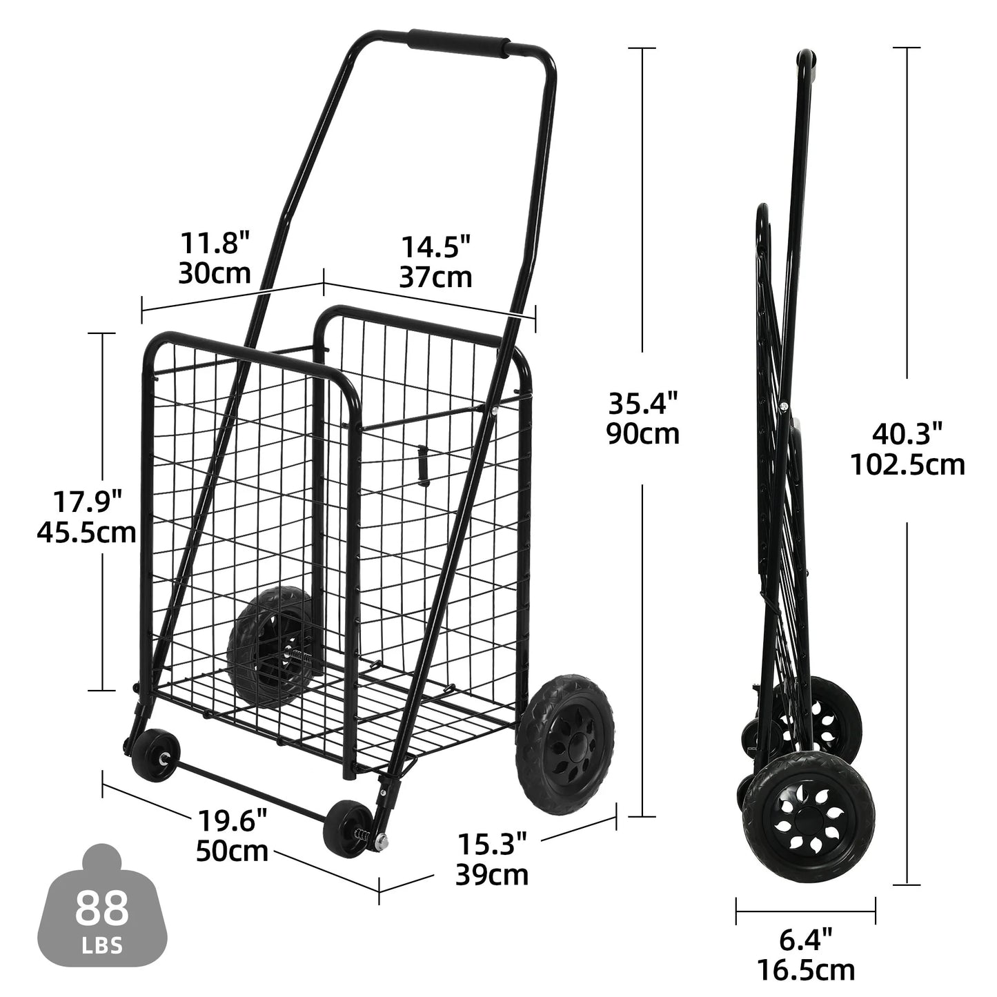 Moasis Utility Folding Shopping Cart Portable Trolley with Swivel Wheels