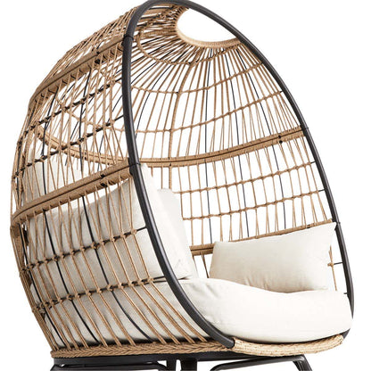 Paloma Taupe Wicker with Sand Cushions Oversized Patio Egg Chair