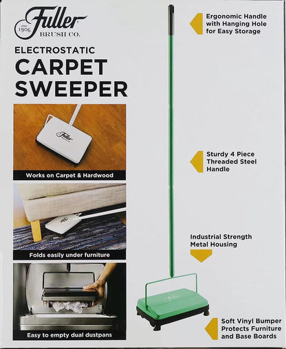 Fuller Brush 17027 Carpet & Floor Sweeper- Mini Stick Cleaner For Hardwood Surfaces, Wood Floors, Laminate, Tile- Small & Portable For The Home Or Office - Cleans Dust Pet Hair- Electrostatic & Silent