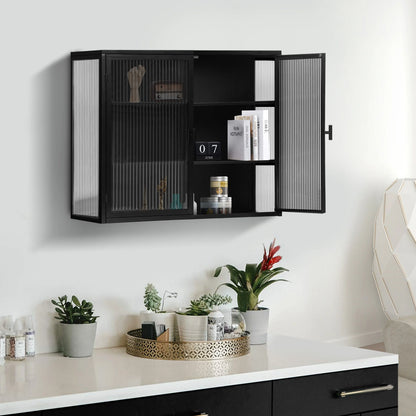 Retro Style Glass Door Wall Cabinet