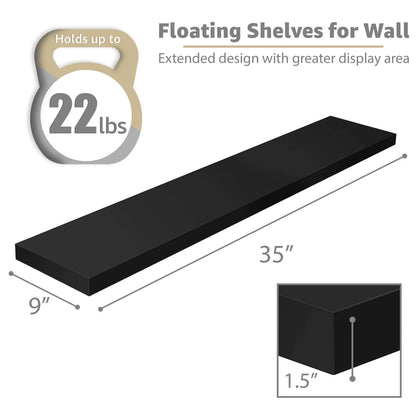 Sorbus Long Floating Shelves for Wall Set of 2 - 35"L x 9"W x 1.5"H