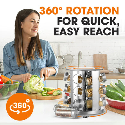 Cheer Collection Rotating Spice Rack with 12 Jars