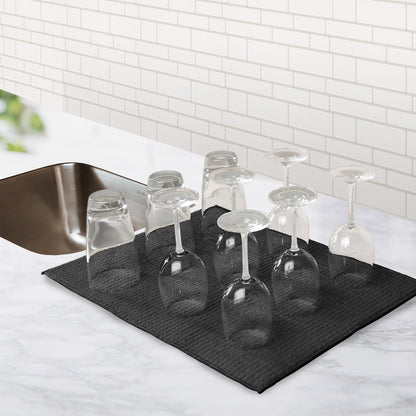 Kitchen Details Microfiber Drying Mat in Black - 15" x 20"
