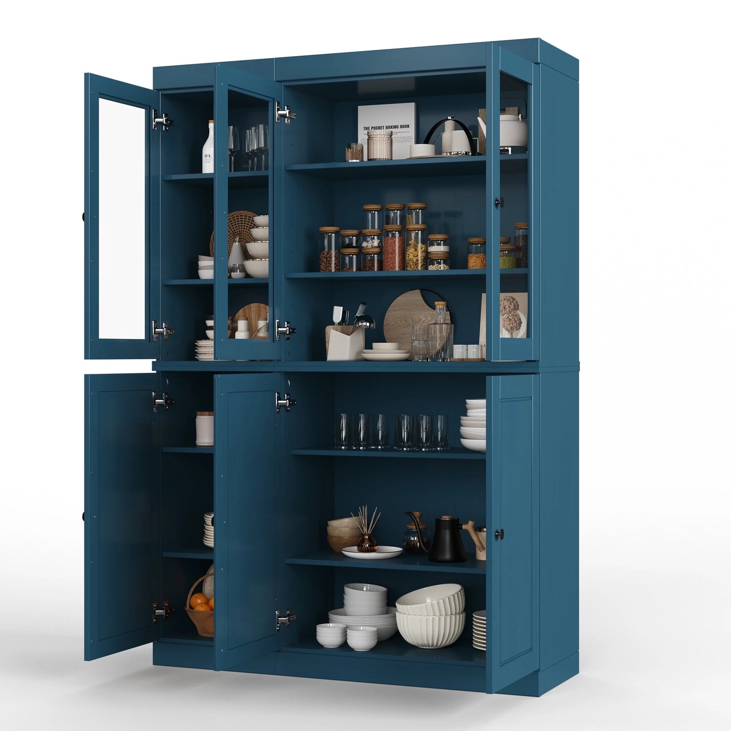 Palace Imports 100% Solid Wood 48.5" China Pantry Cabinet with Solid or Clear Glass Doors and Adjustable Shelves - 48.5" x 71.5"