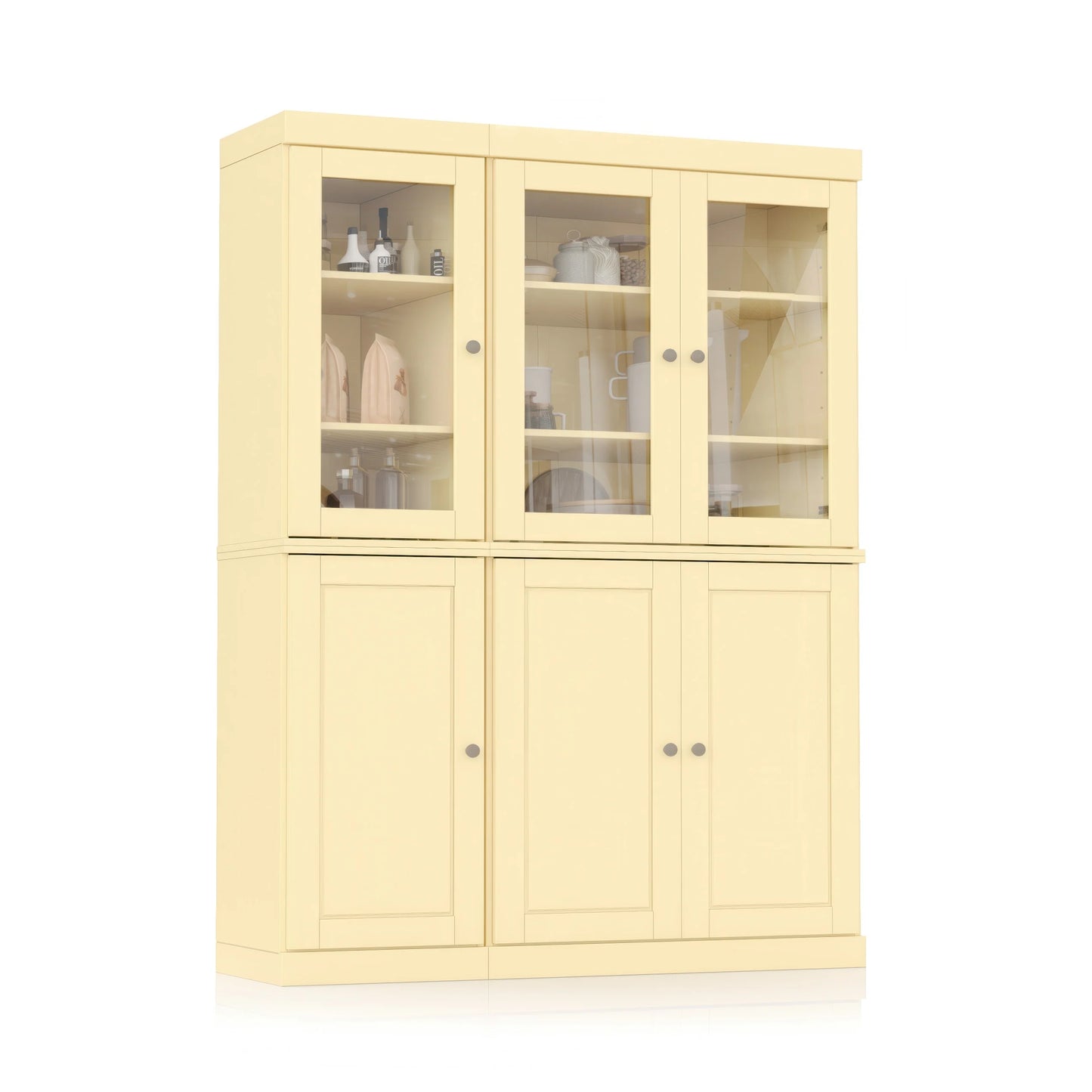 Palace Imports 100% Solid Wood China Pantry with Glass or Solid Wood Doors and 2-Drawers - 48.5" x 71.5"