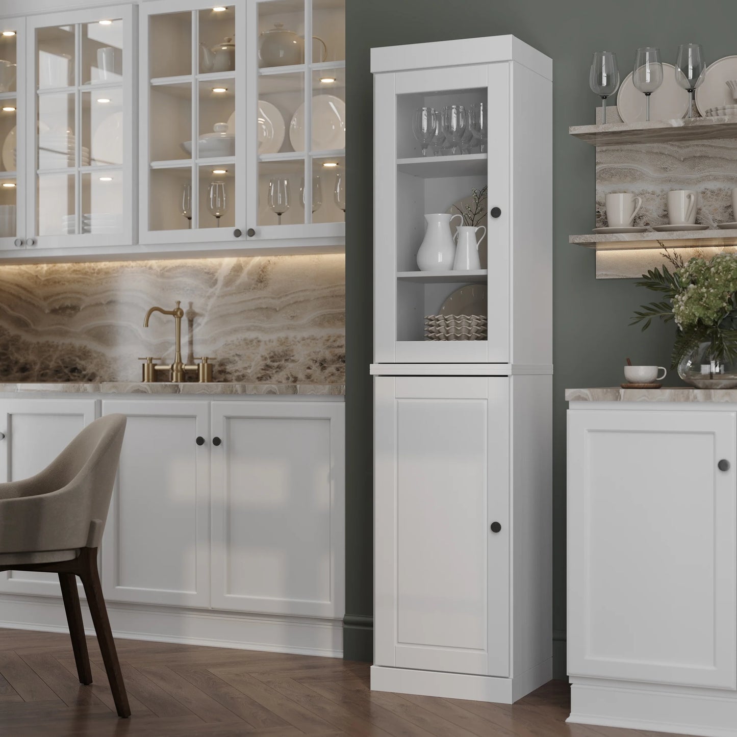 100% Solid Wood 16.5" Kitchen Pantry Cabinet with Doors by Palace Imports