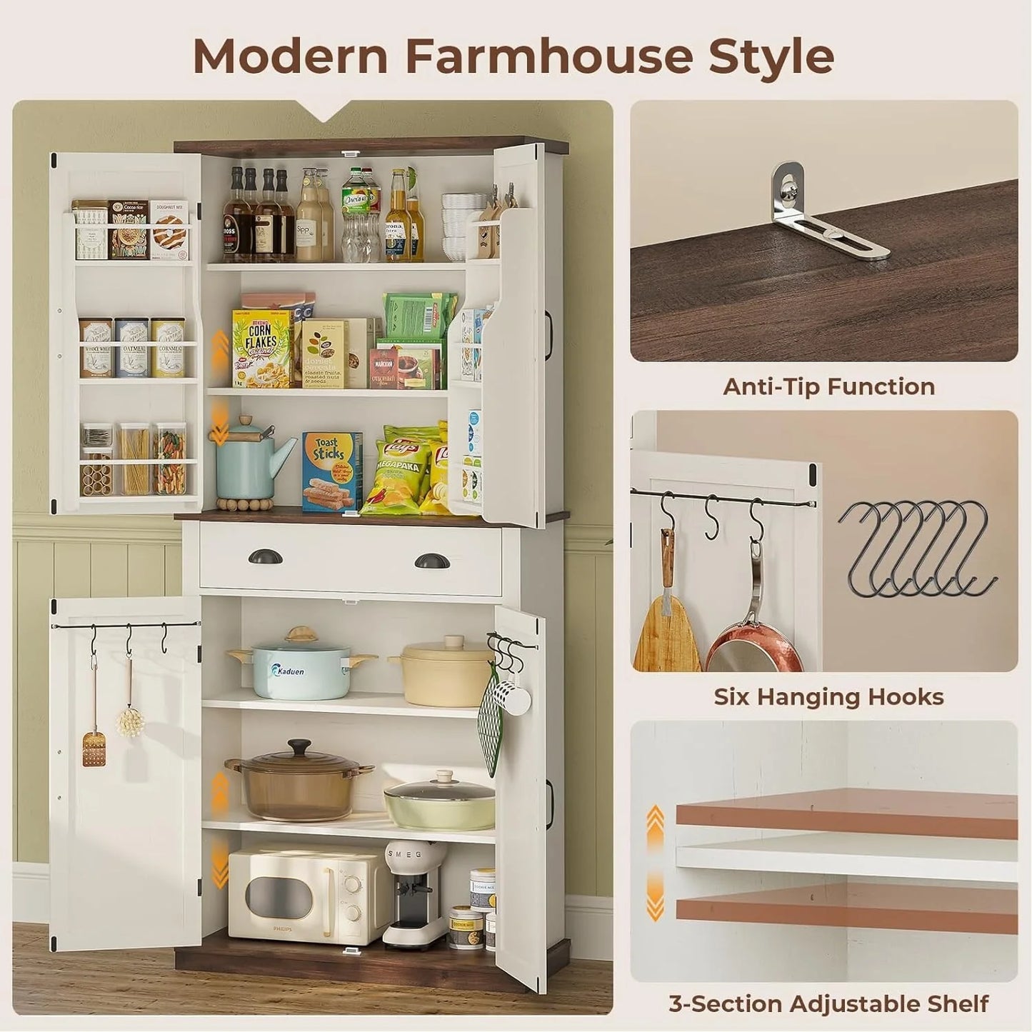 Farmhouse Kitchen Storage Cabinet Pantry Cabinet Home Bar
