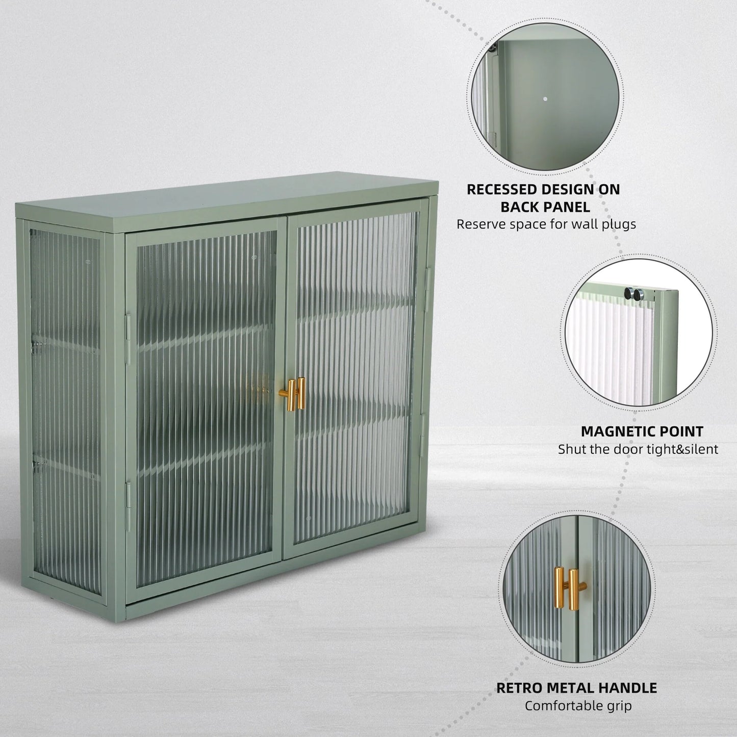 Retro Style Glass Door Wall Cabinet