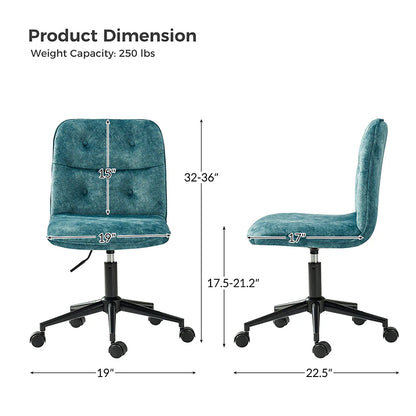 Leonhard Upholstered Swivel Task Chair: Plush Velvet Feel with Linen-Inspired Fabric, Adjustable Height, and Wheels