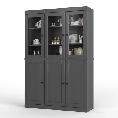 Palace Imports 100% Solid Wood China Pantry with Glass or Solid Wood Doors and 2-Drawers - 48.5" x 71.5"