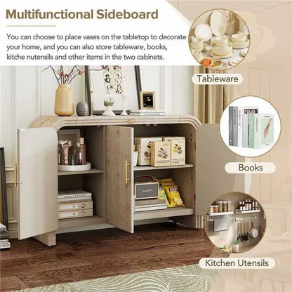 47.2''W Sideboard with Gold Handles and Adjustable Dividers - N/A