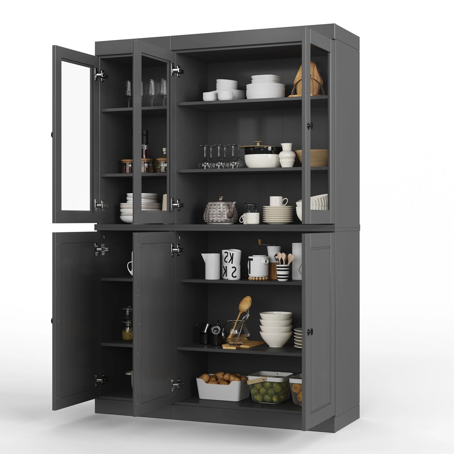 Palace Imports 100% Solid Wood 48.5" China Pantry Cabinet with Solid or Clear Glass Doors and Adjustable Shelves - 48.5" x 71.5"