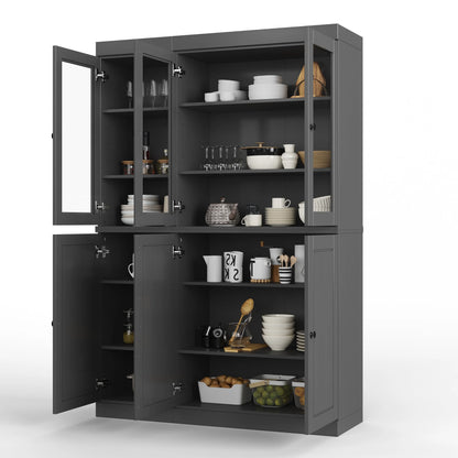 Palace Imports 100% Solid Wood 48.5" China Pantry Cabinet with Solid or Clear Glass Doors and Adjustable Shelves - 48.5" x 71.5"