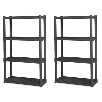 Sterilite Plastic Indoor Outdoor 4 Shelf Durable Shelving Unit, Gray, 2 Pack - 2-Pack