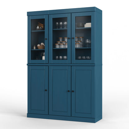 Palace Imports 100% Solid Wood China Pantry with Glass or Solid Wood Doors and 2-Drawers - 48.5" x 71.5"