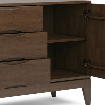 WYNDENHALL Pearson SOLID HARDWOOD 60 inch Wide Mid Century Design Sideboard Buffet in Walnut Brown - 17"d x 60"w x 30"h