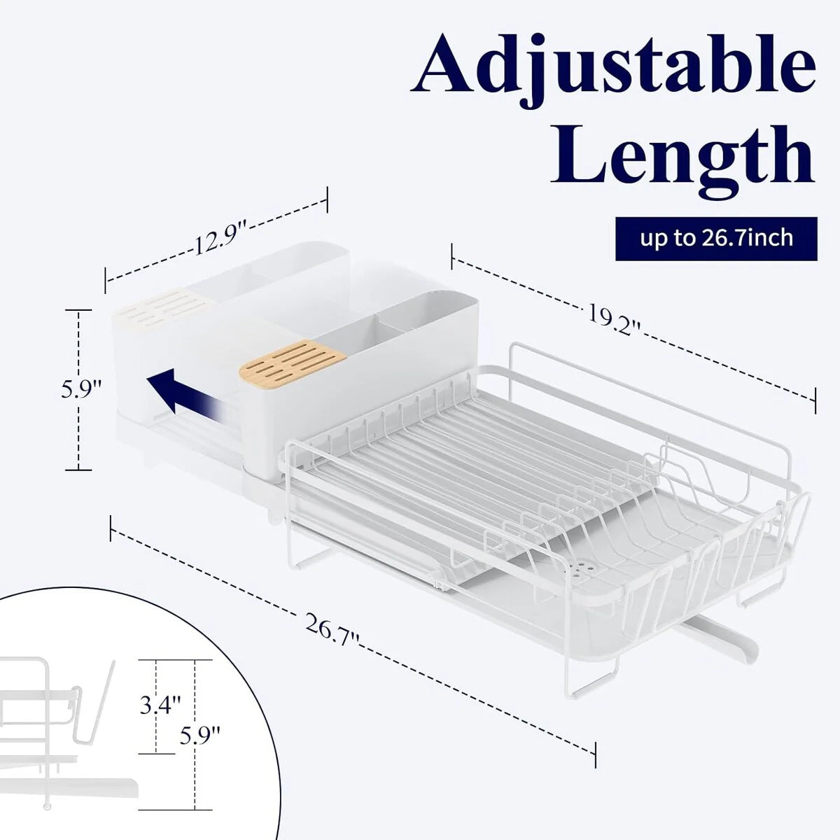 26.7'' Kitsure Large Dish Drying Rack - Extendable Dish Rack