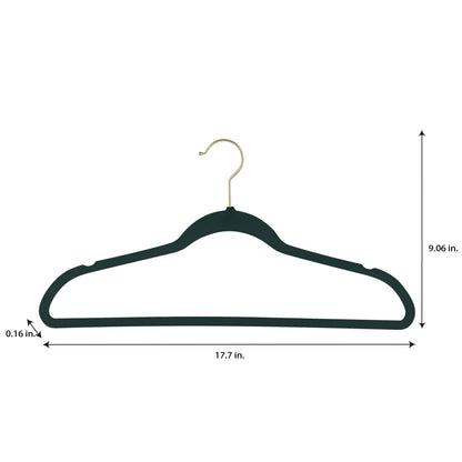 Simplify 25 Pack Slim Velvet Gold Hook Hangers - 17.7" x 9"