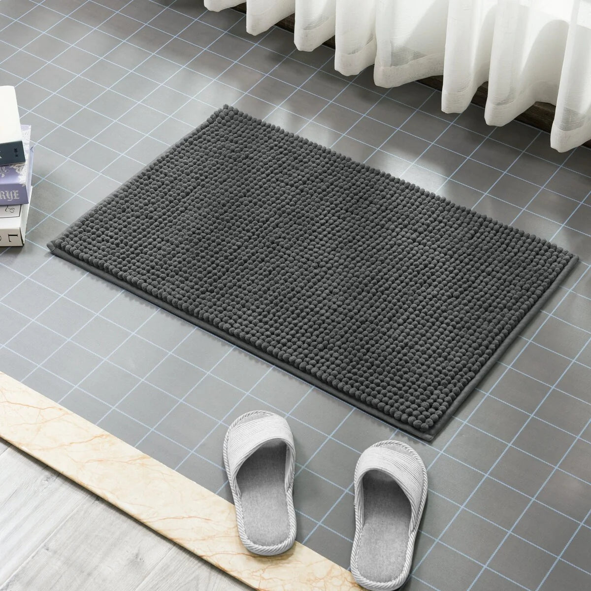 Subrtex Luxury Chenille Bath Rugs Soft Bathroom Mats