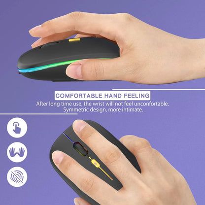 [Upgrade] LED Wireless Mouse, Slim Silent Mouse 2.4G Portable Mobile Optical Office Mouse with USB & Type-c Receiver, 3 Adjustable DPI Levels for Notebook, PC, Laptop, Computer, MacBook (Pink)