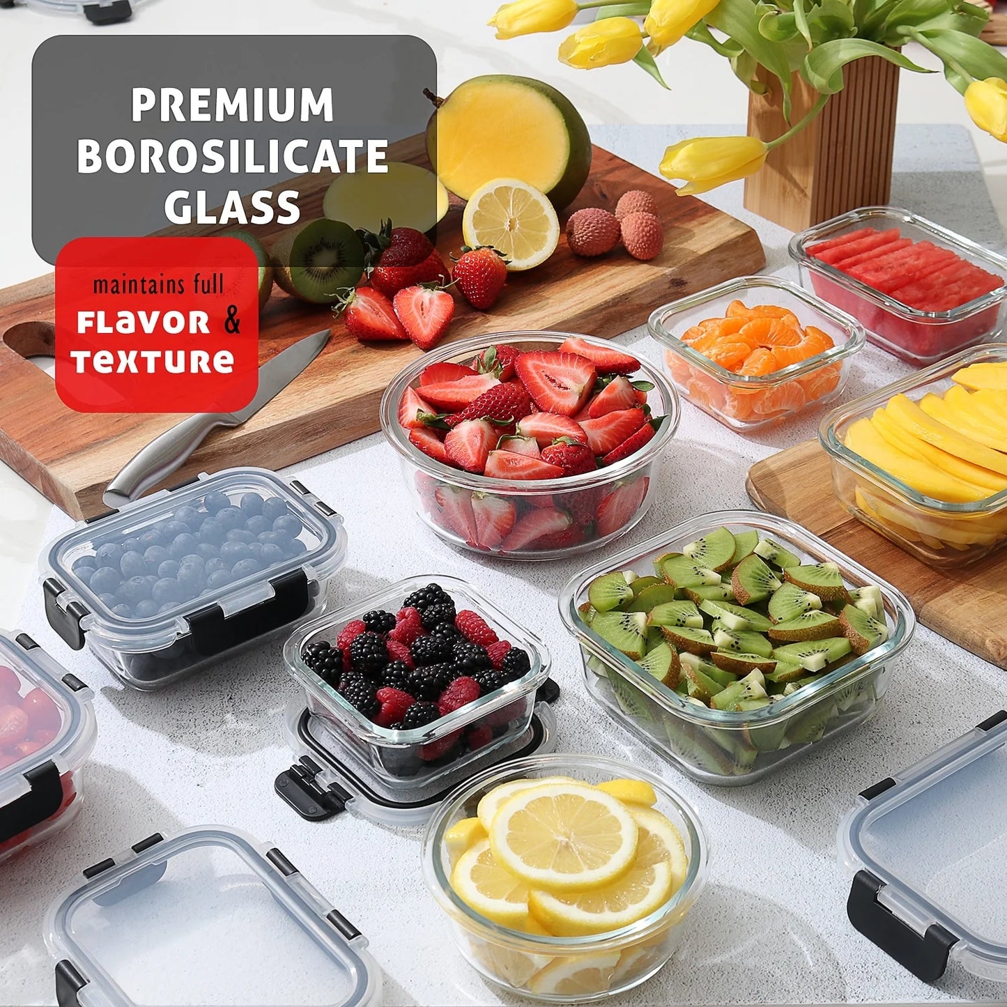Eatex Glass Food Storage Containers with Lids