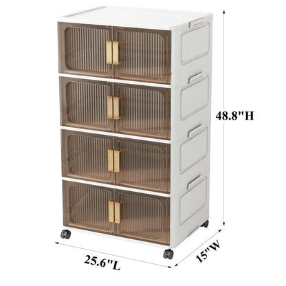 Stackable Closet Organizer Collapsible Storage Bins with Lids Organizer with Wheels for Home, Kitchen, Office