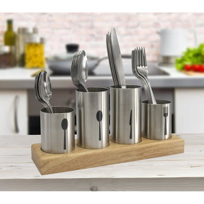 Stainless Steel Flatware Organizer Caddy with Base